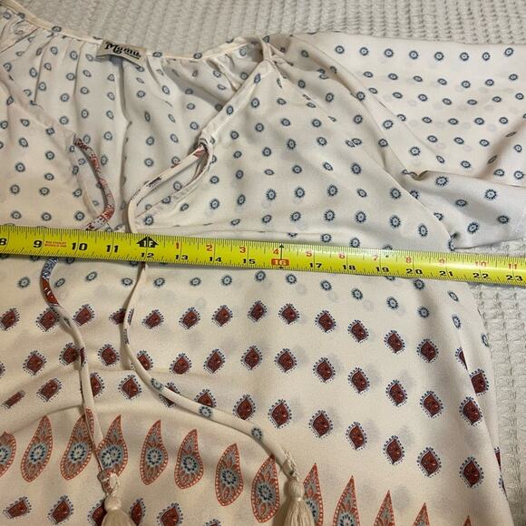 Show Me Your MuMu Juana Tassel Paisley Flutter Sleeve Ivory Boho Tunic Medium - Picture 11 of 13